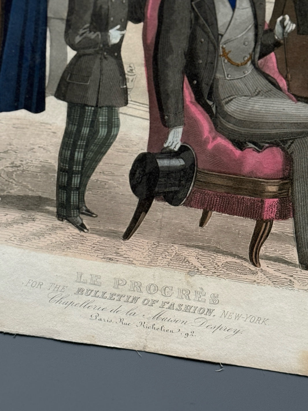 Grabado de moda masculina - Le Progrès for the Bulletin of Fashion, New York, octubre de 1856