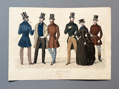 Grabado de moda masculina/ Gravure de mode - Le Progrès, nº1 enero de 1850