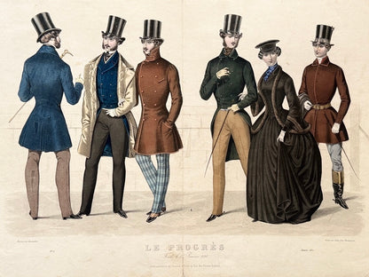 Grabado de moda masculina/ Gravure de mode - Le Progrès, nº1 enero de 1850