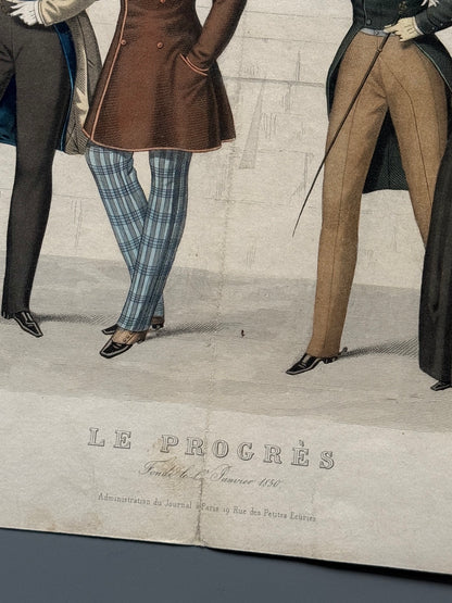 Grabado de moda masculina/ Gravure de mode - Le Progrès, nº1 enero de 1850
