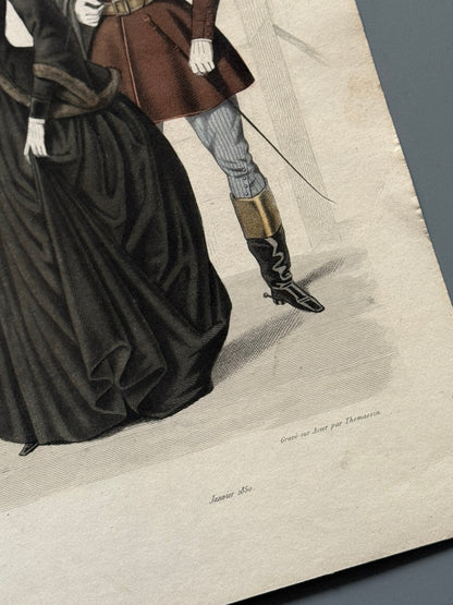 Grabado de moda masculina/ Gravure de mode - Le Progrès, nº1 enero de 1850