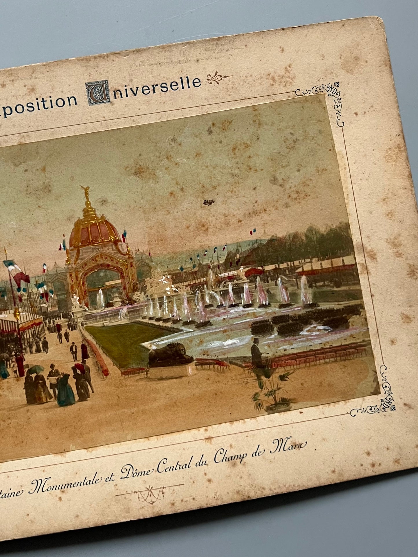 Albúmina de la Exposición Universal de París de 1889 - "Fontaine Monumentale et Dôme Central du Champ de Mars"