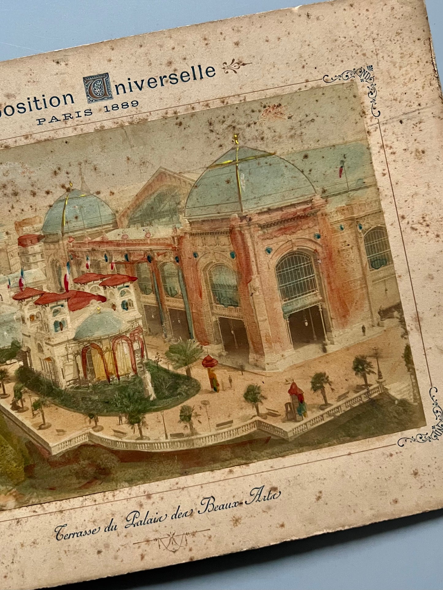 Albúmina de la Exposición Universal de París de 1889 - "Terrase du Palais des Beaux-Arts"