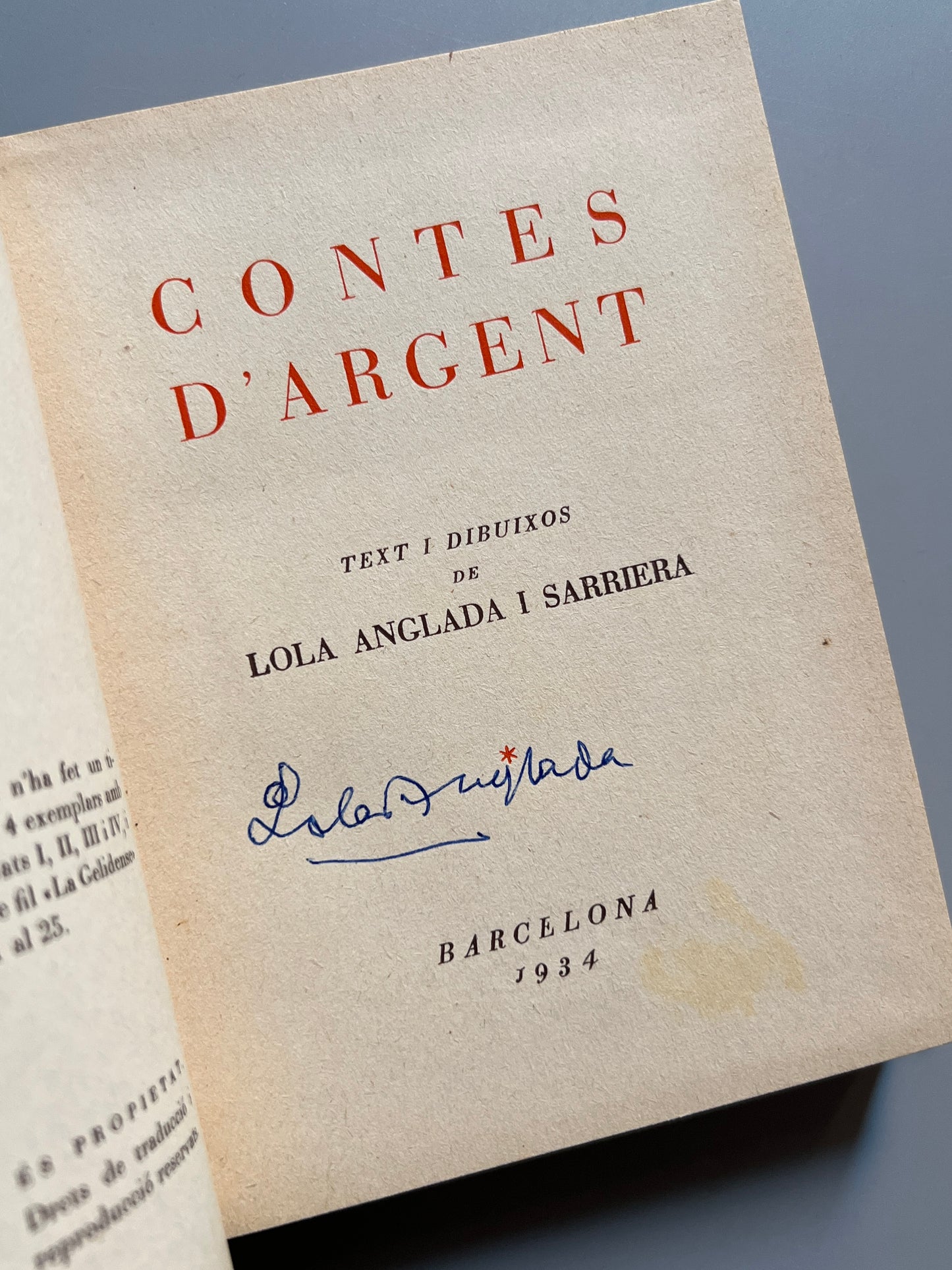 Contes d'argent, Lola Anglada (firmado) - Llibreria Verdaguer, 1934