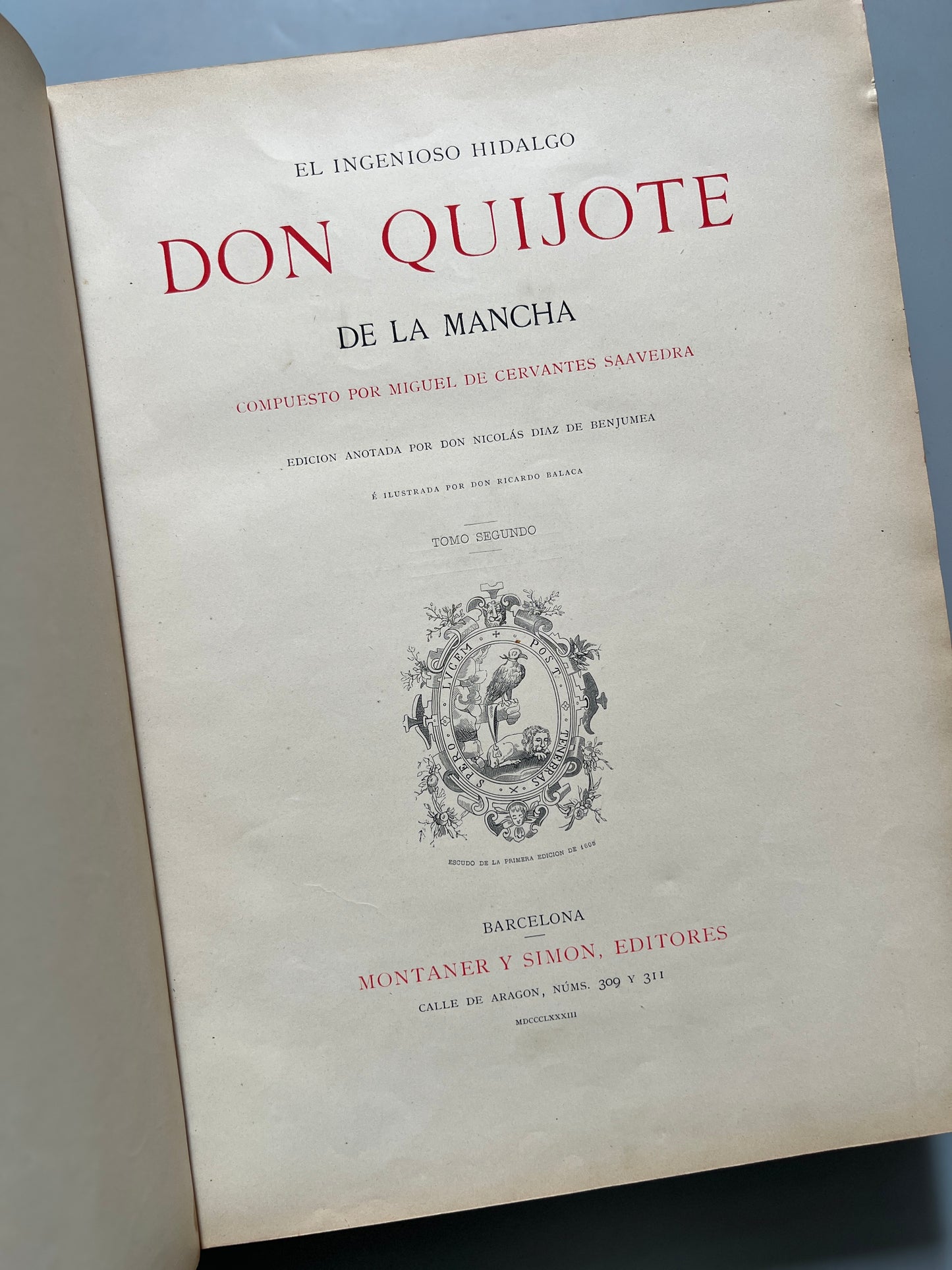 Don Quijote de la Mancha, Miguel de Cervantes - Montaner y Simón, 1880-1883