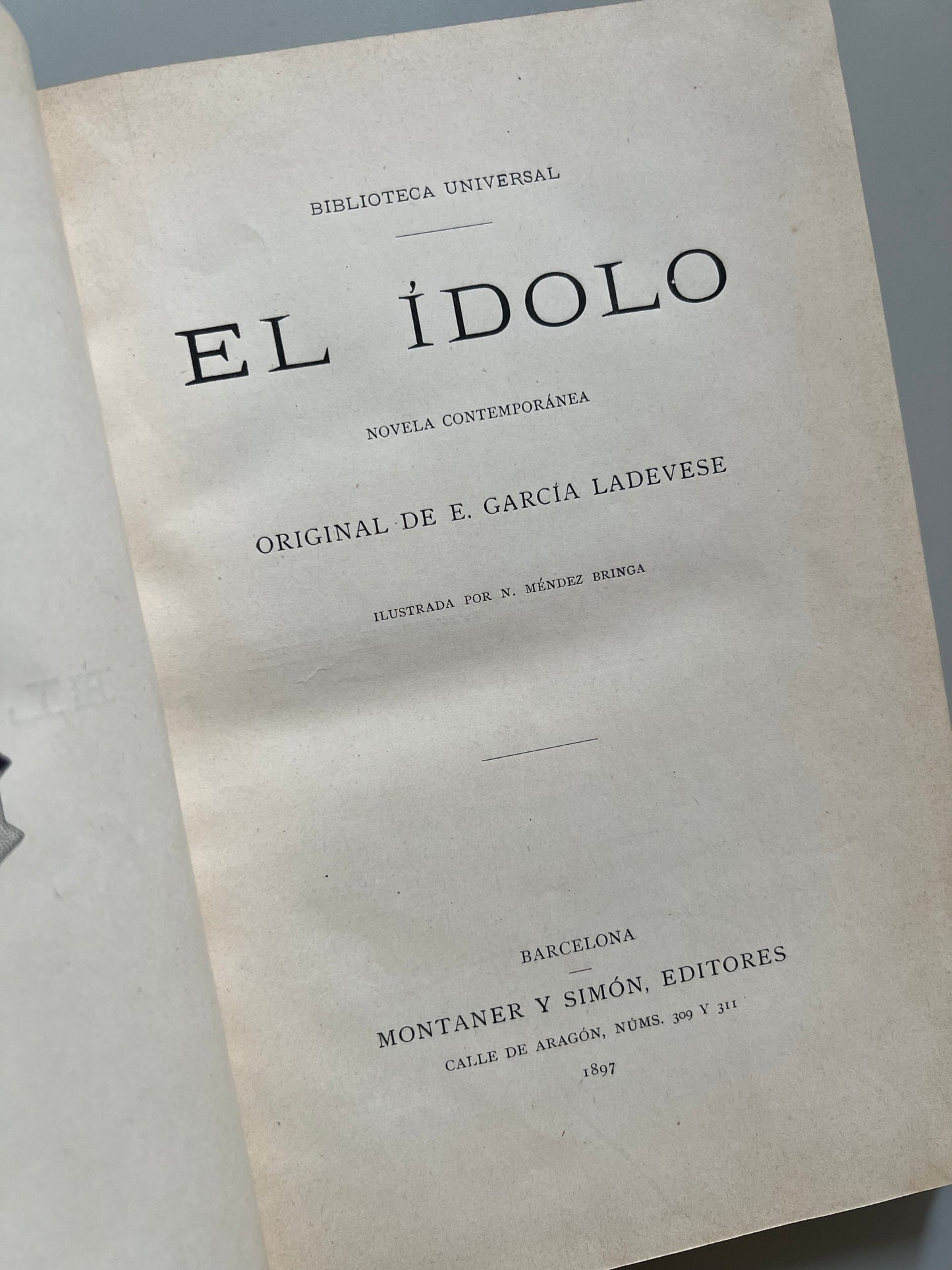 El ídolo, E. García Ladevese - Montaner y Simón, 1897