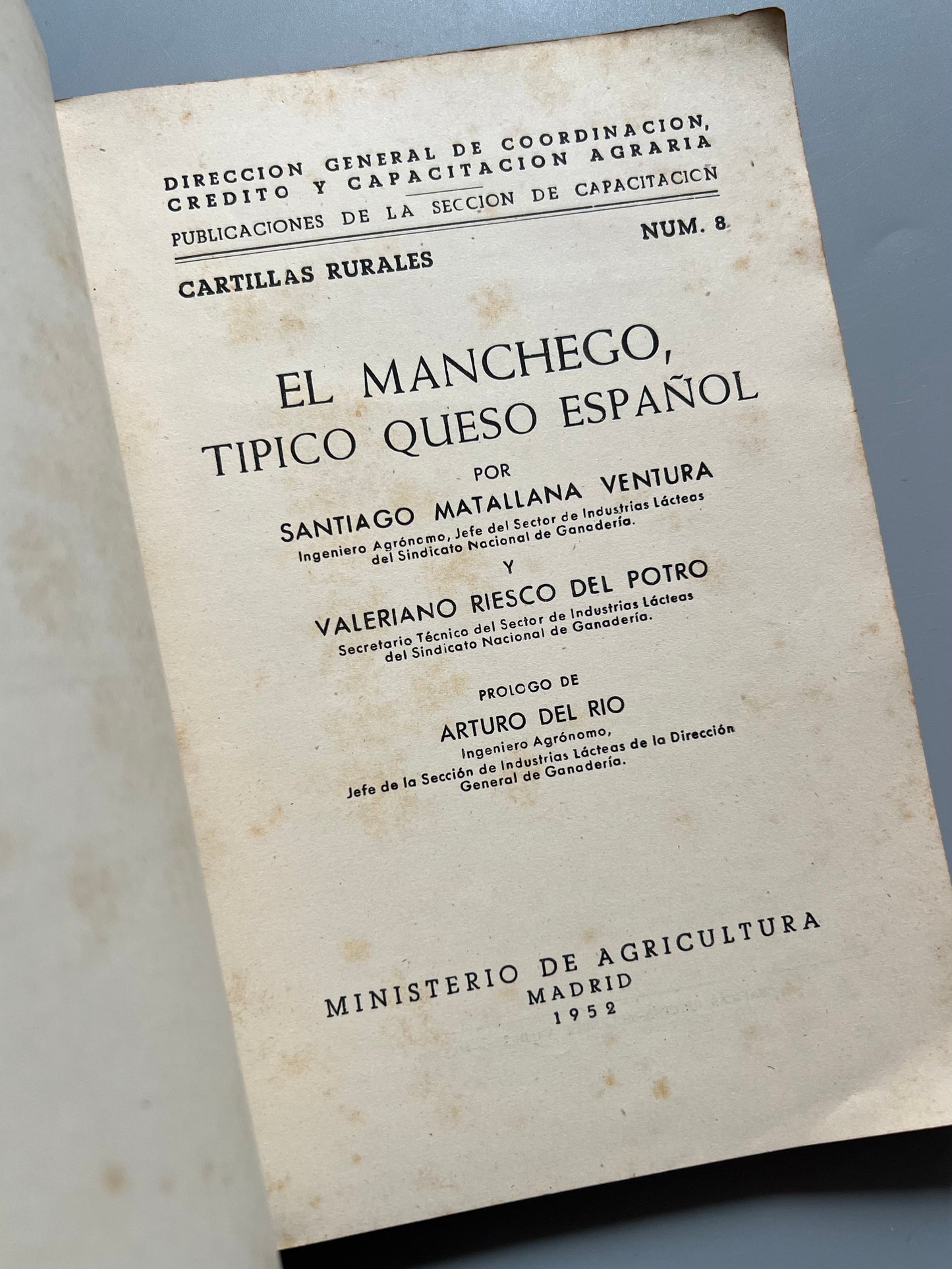 El manchego, típico queso español de Santiago Matallana y Valeriano Riesco - Ministerio de Agricultura, 1952