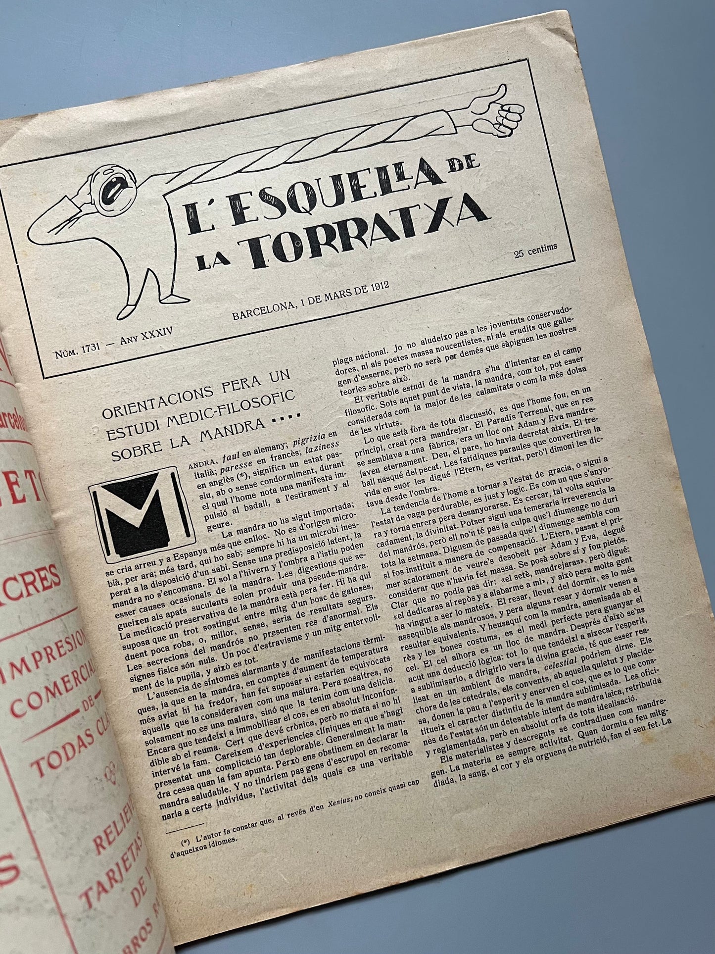 L'Esquella de la Torratxa nº1731, número especial "La Mandra" - Barcelona, 1 marzo 1912