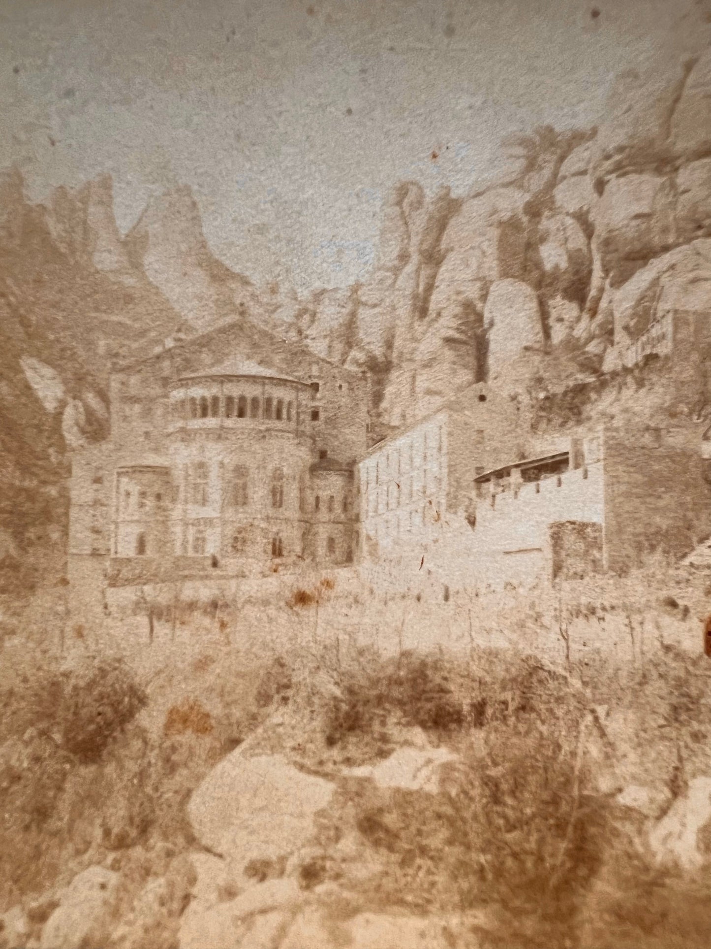 Monasterio de Montserrat, fotografía estereoscópica - Société Stéréoscopique Franco-Hispano, ca. 1900