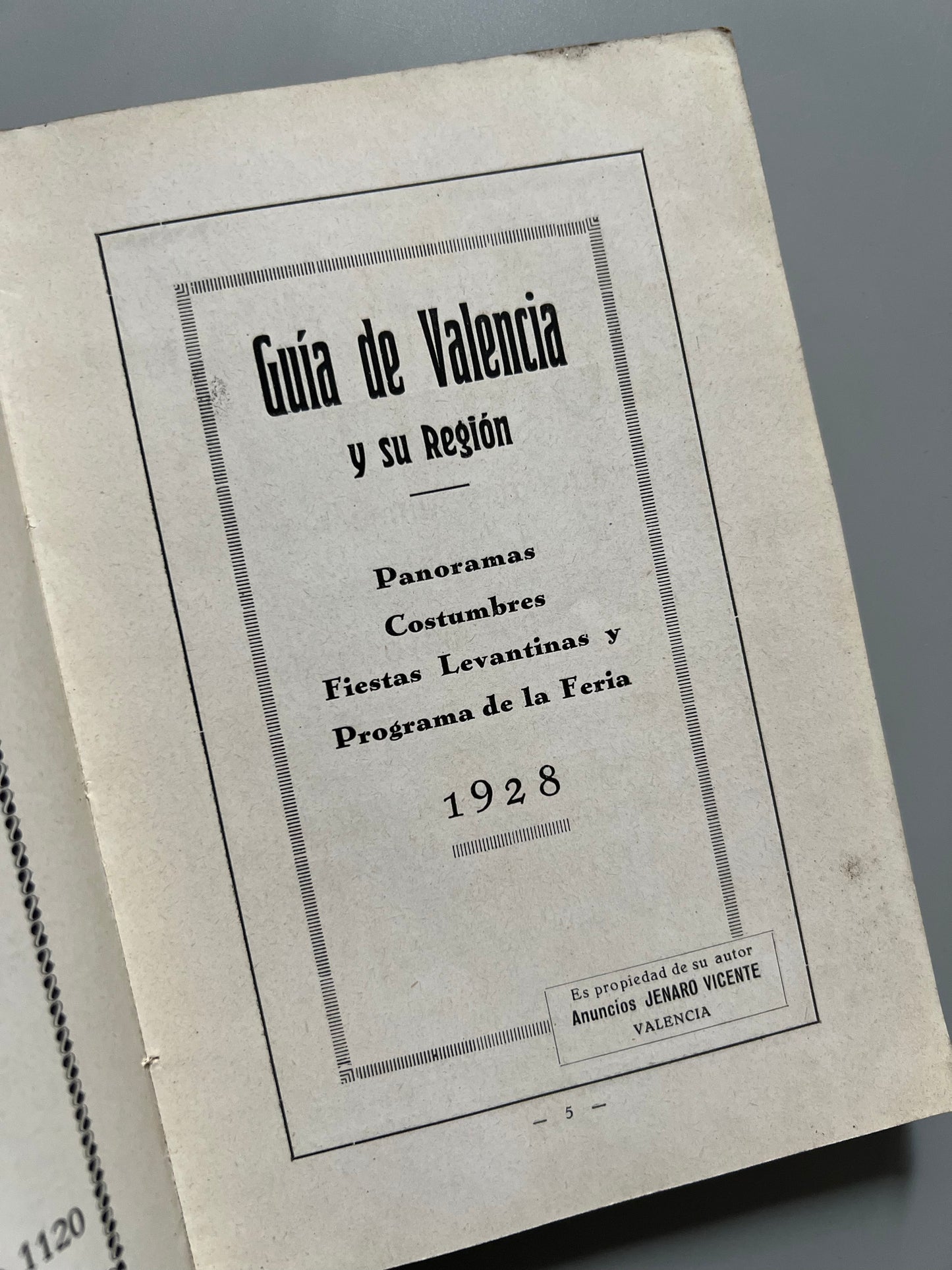 Guía de Valencia y su feria - Casa anunciadora Jenaro Vicente, 1928