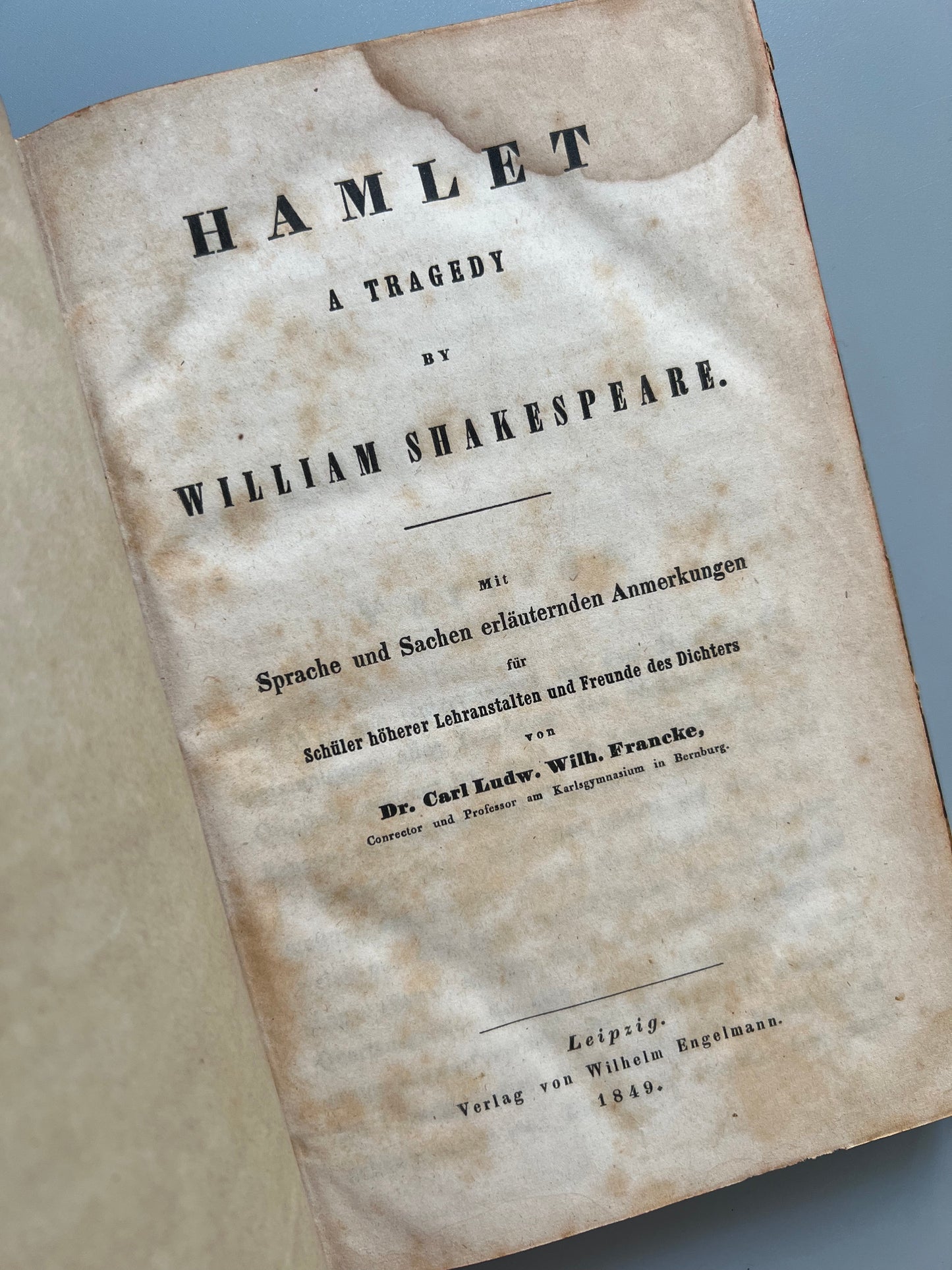 Hamlet, a tragedy by William Shakespeare - Leipzig, 1849