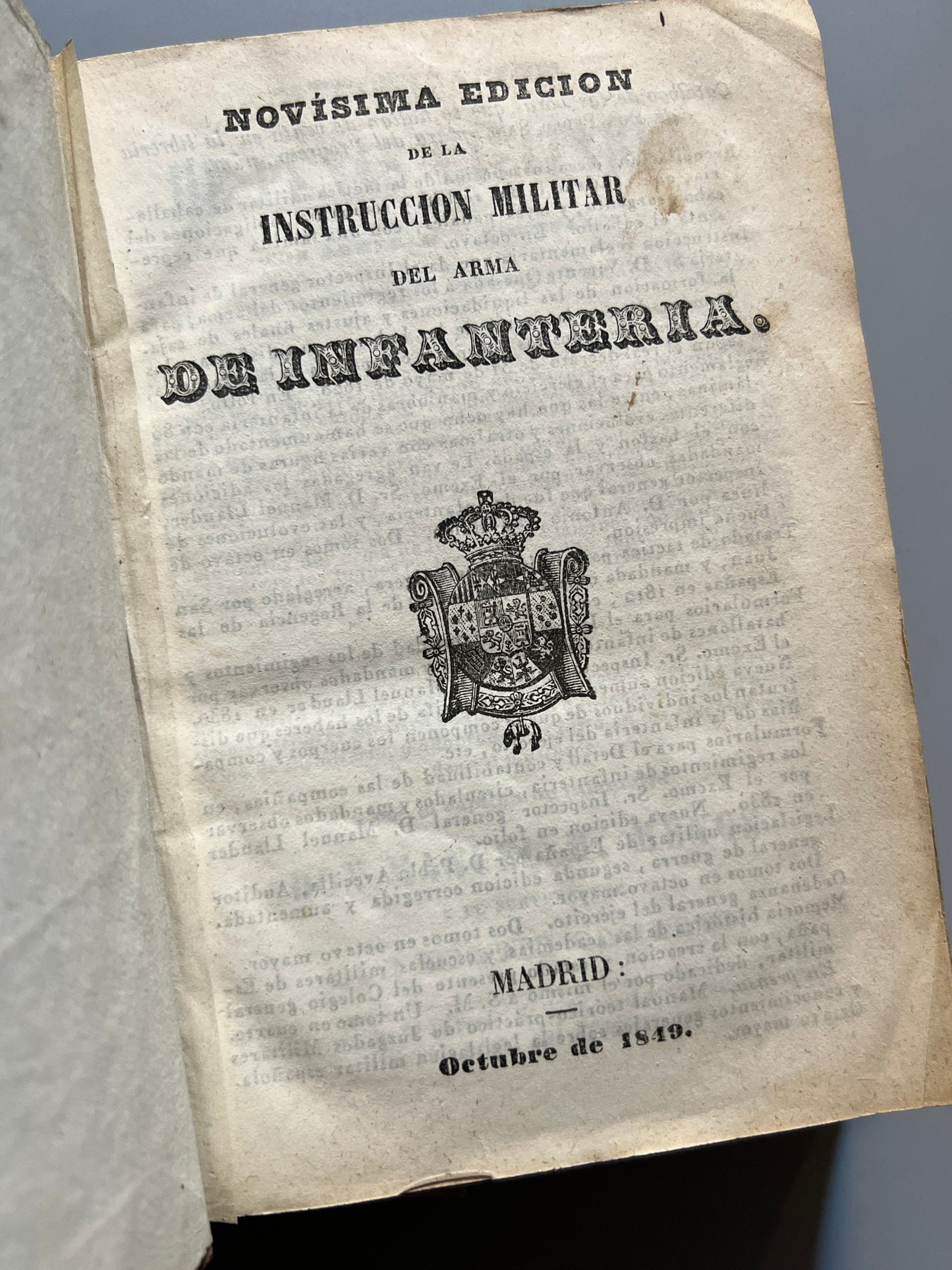 Novísima edición de la instrucción militar del arma de infantería - Madrid, 1849