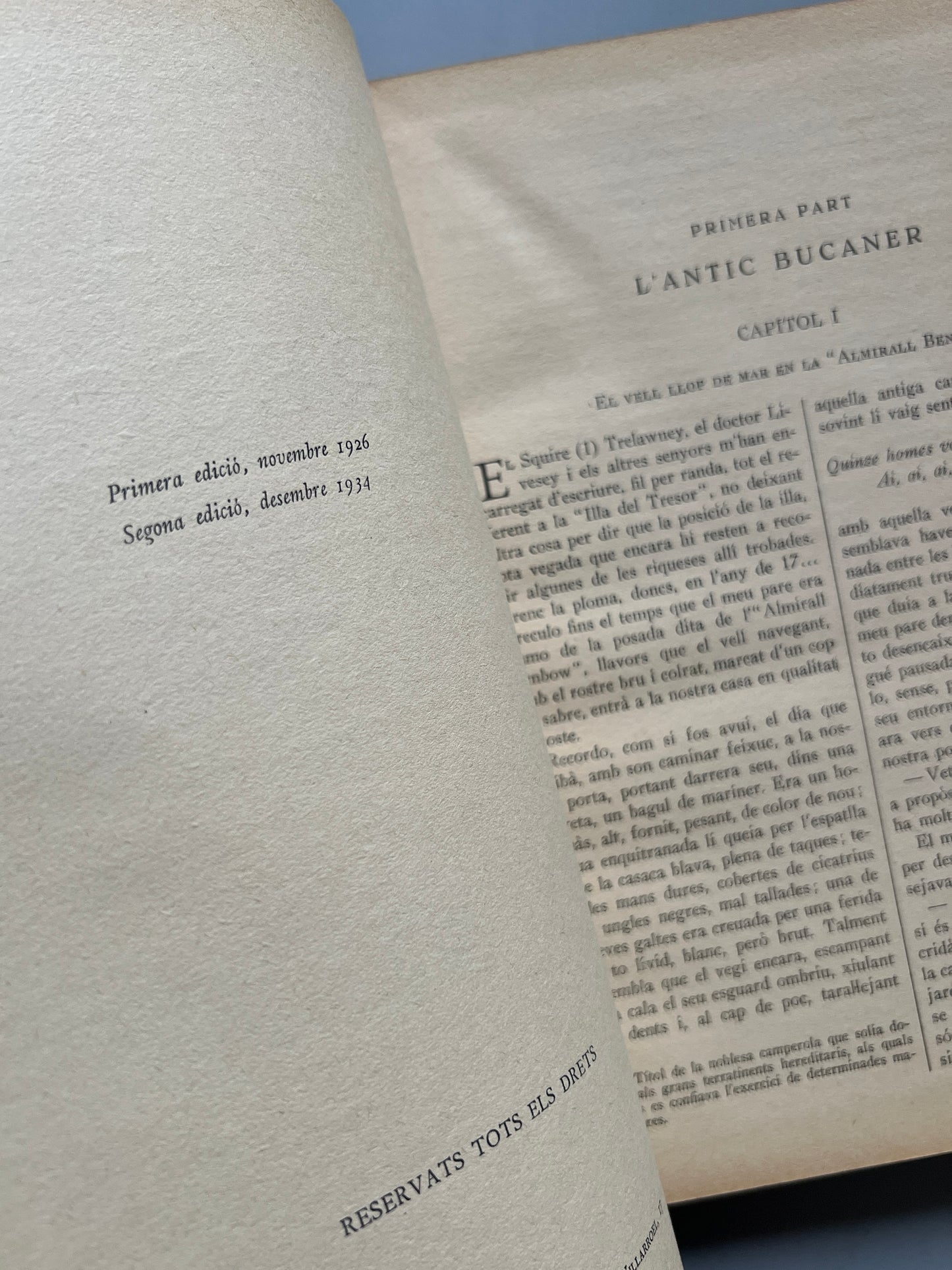 La illa del tresor, Robert Louis Stevenson - Editorial Mentora, 1934