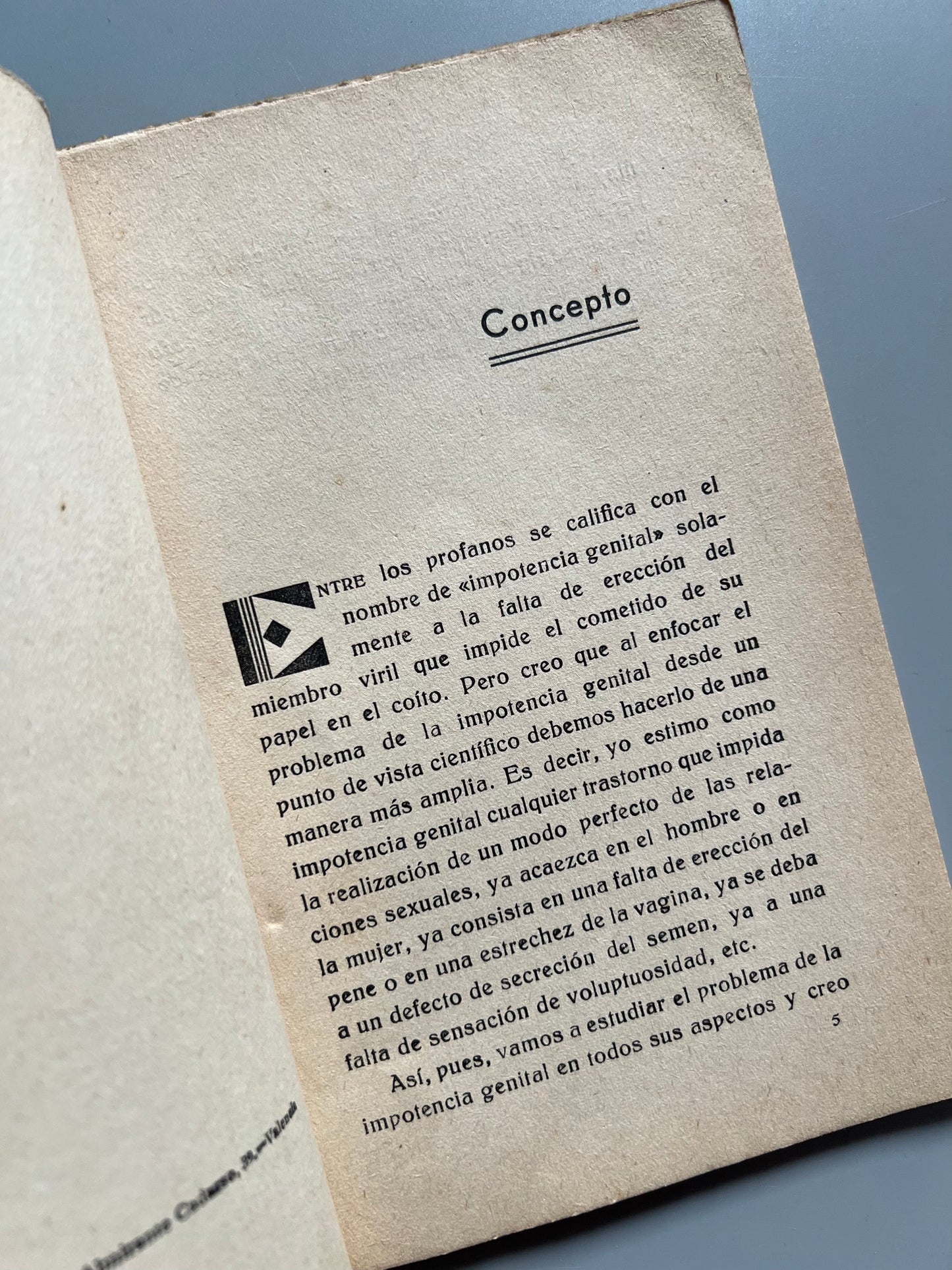 La impotencia genital, Eduardo Arias Vallejo - Biblioteca de Estudios, 1934