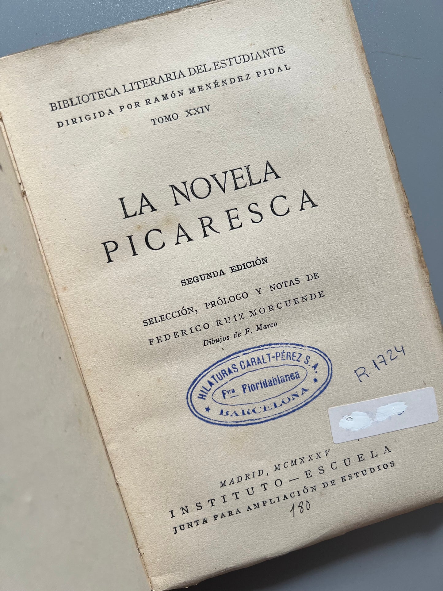 La novela picaresca, Biblioteca Literaria del Estudiante - Madrid, 1935