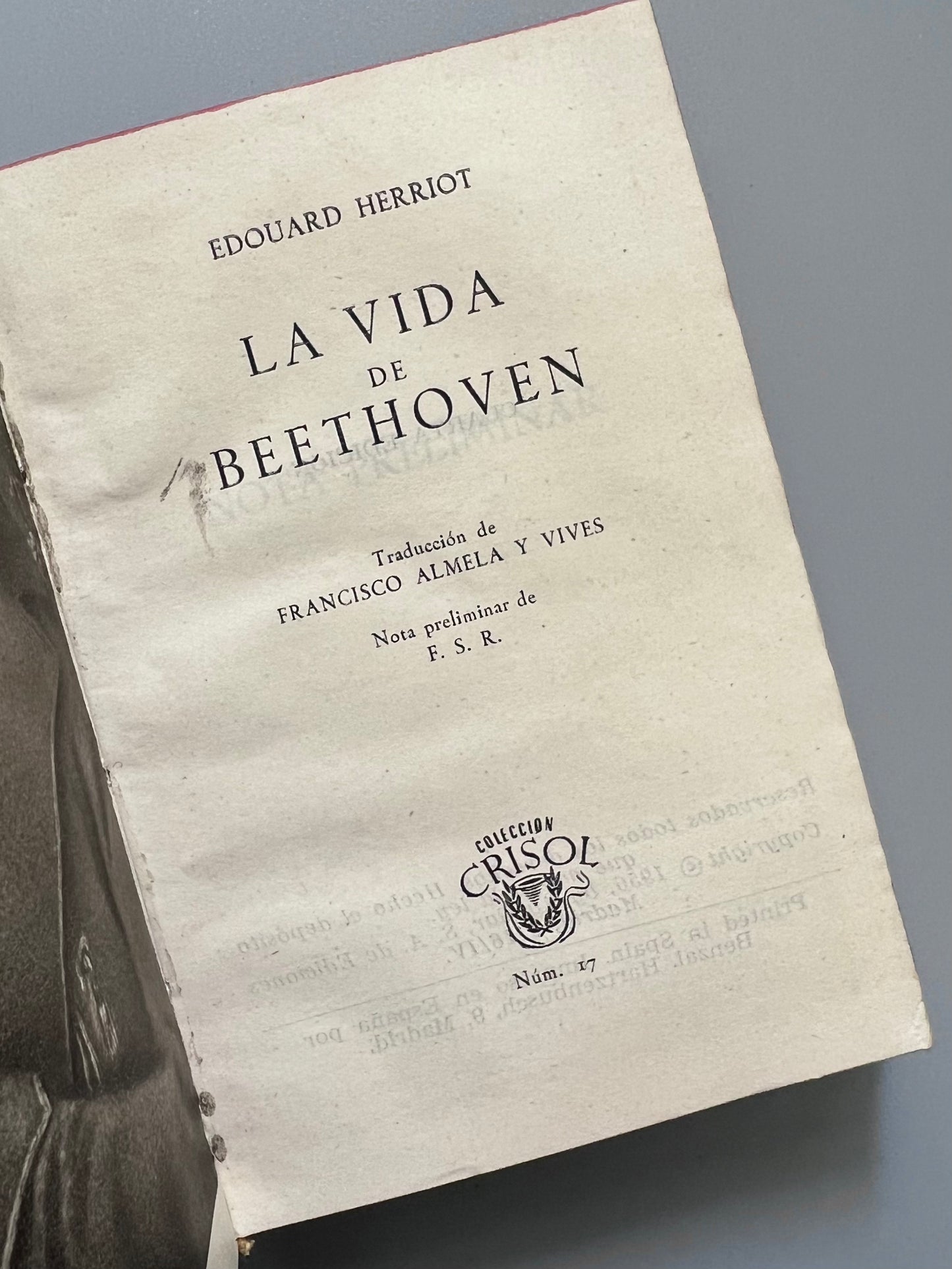 La vida de Beethoven, Edouard Herriot - Colección Crisol nº17, 1956