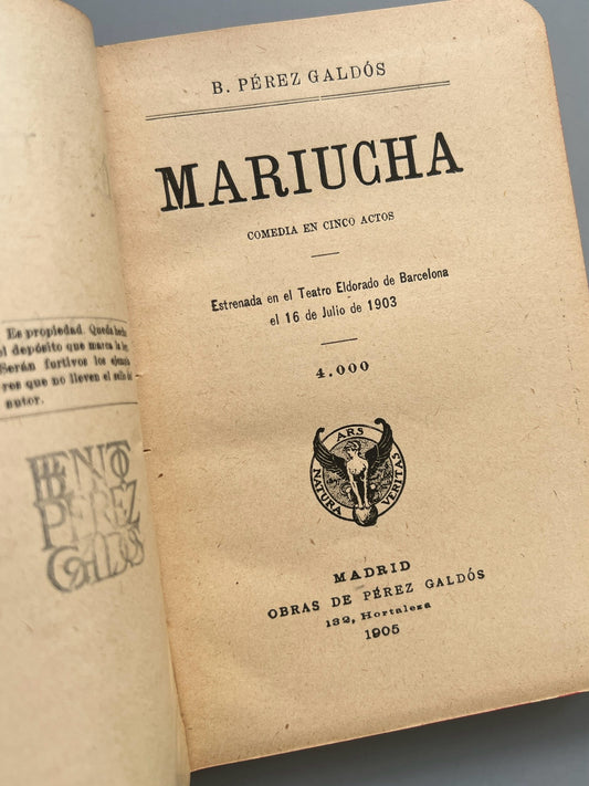 Mariucha, Benito Pérez Galdós - Est. Tip. de la viuda é hijos de Tello, 1905