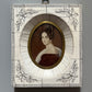 Miniatura retrato de dama al óleo o gouache, firmado por J. ST - Siglo XIX