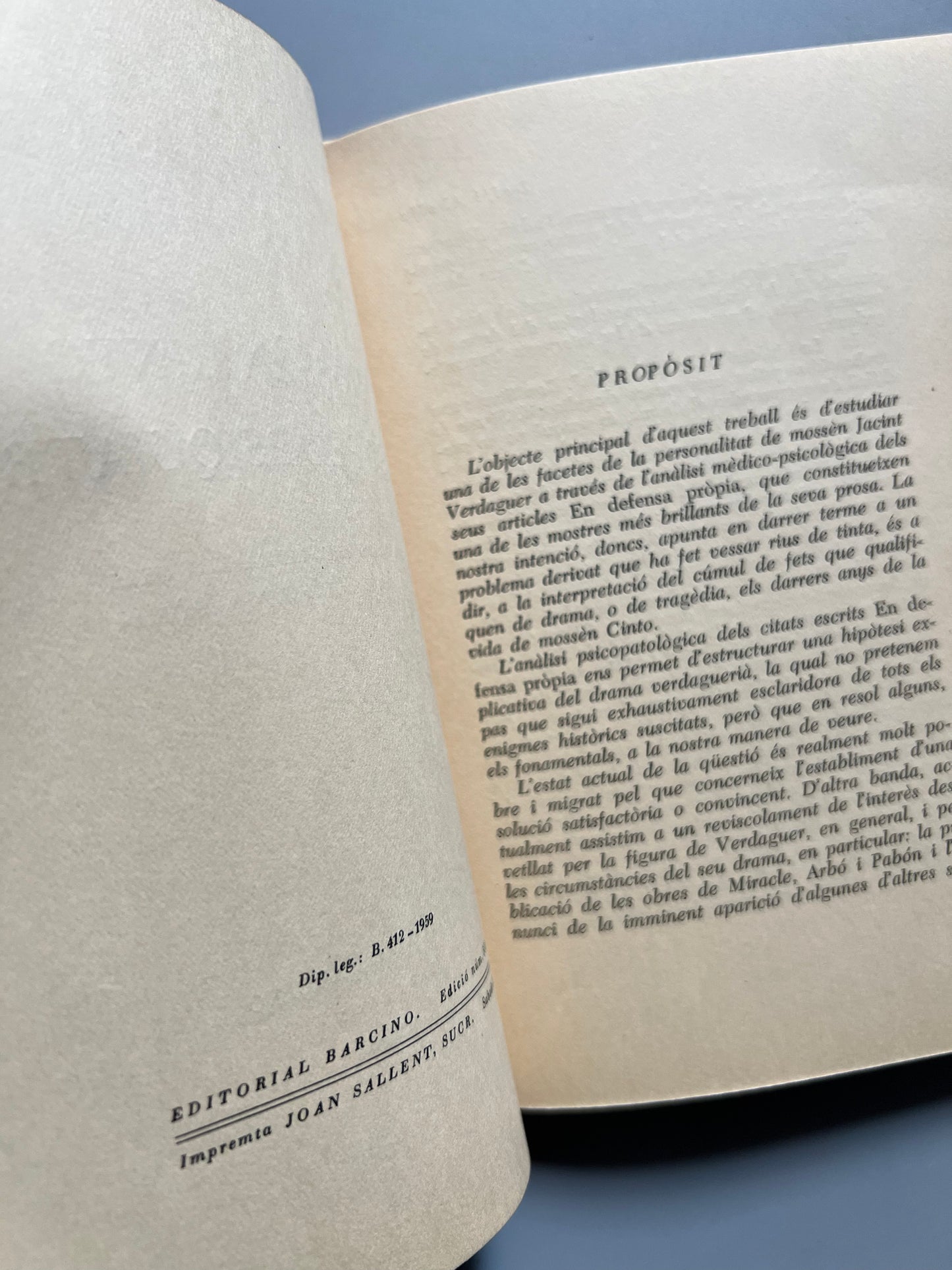 Mossèn Cinto vist pel psiquiatre, Delfí Abella (ejemplar numerado, nº314 - Editorial Barcino, 1958