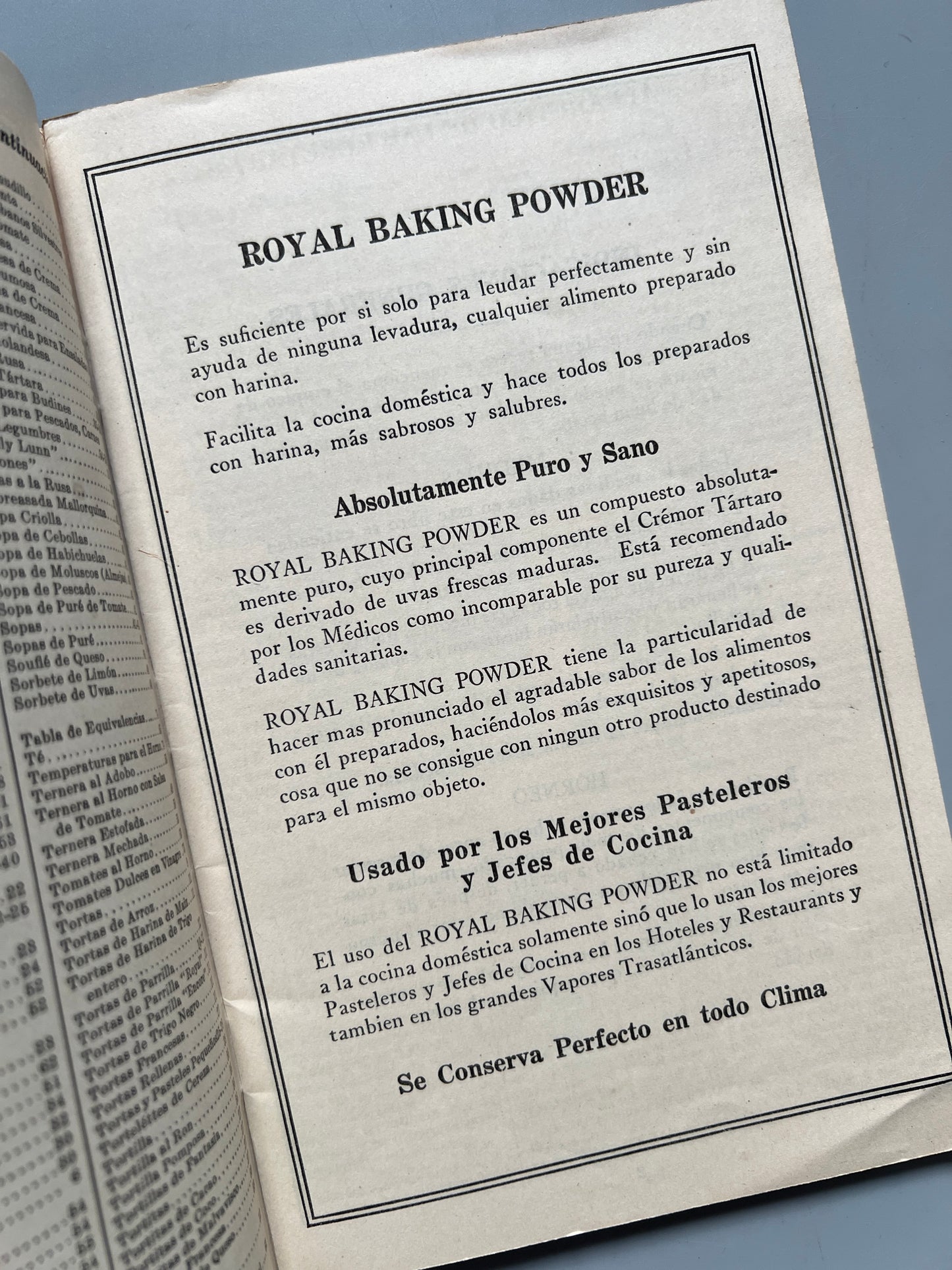Recetas culinarias Royal - Royal Baking Powder Co., 1922