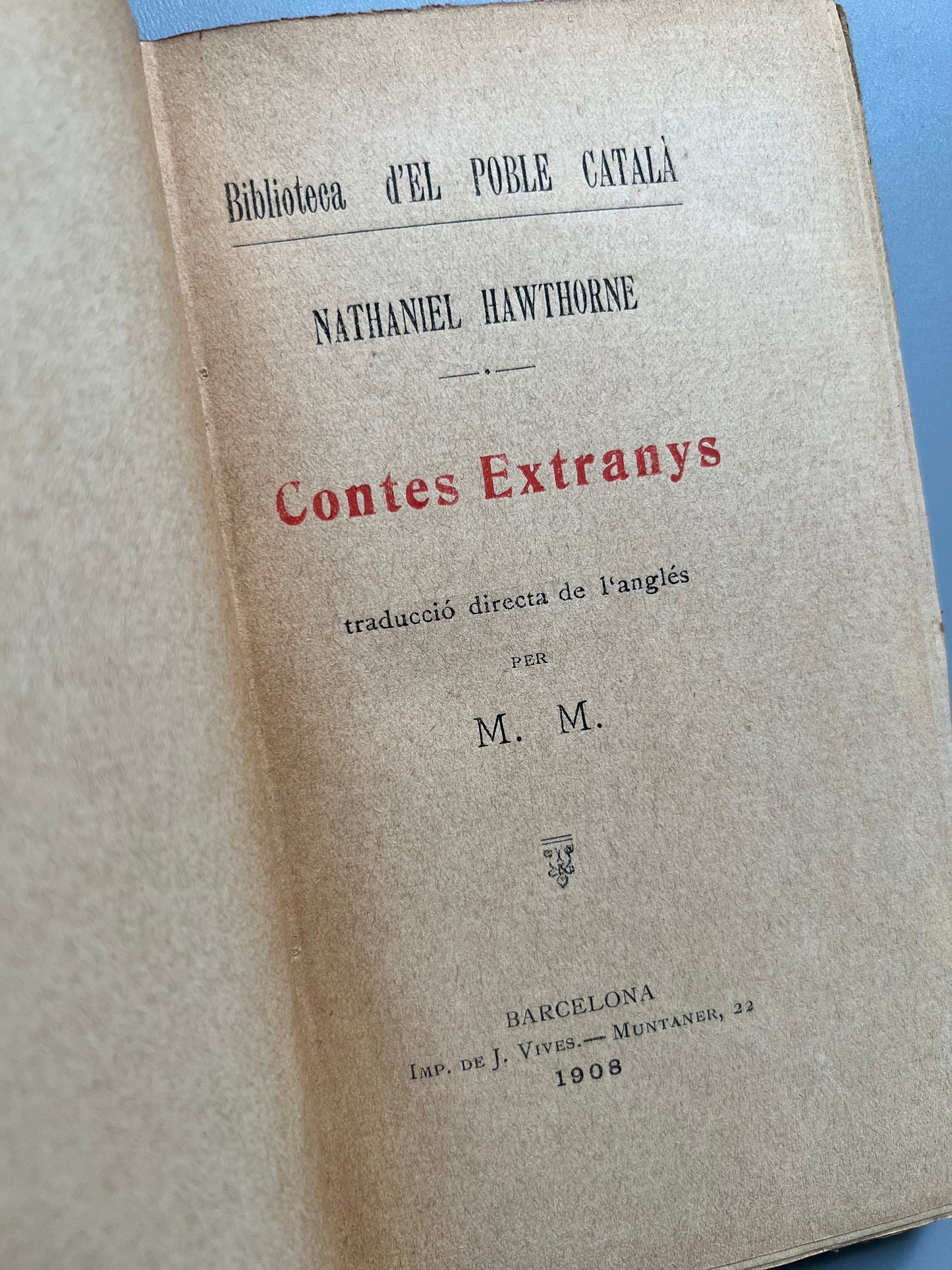 Contes extranys, Nathaniel Hawthorne - Biblioteca d'El poble català, 1908