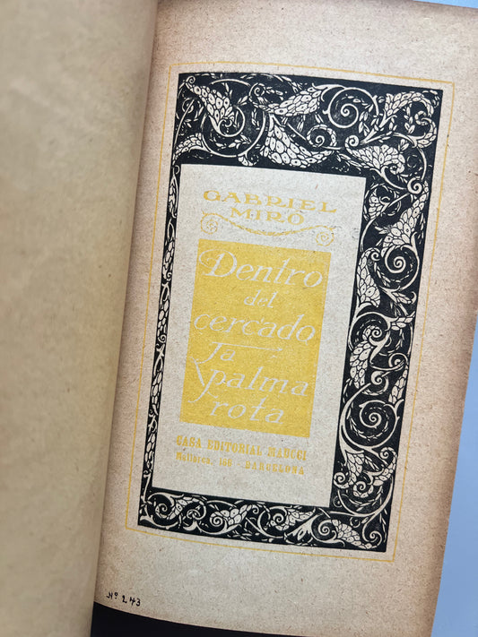 Dentro del cercado/ La palma rota, Gabriel Miró - Casa editorial Maucci, ca. 1915
