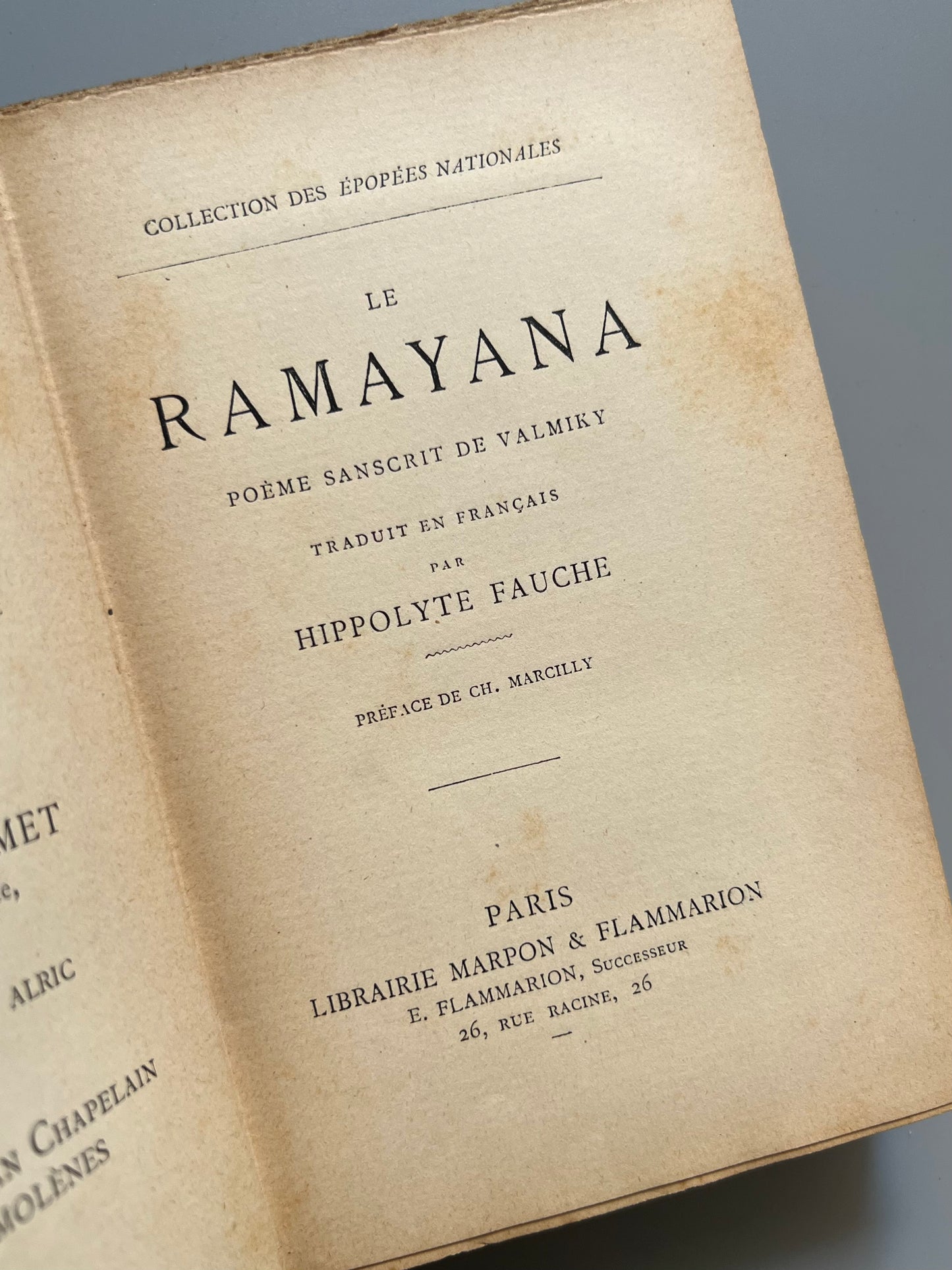 Le Ramayana, poema en sánscrito de Valmiky - Librairie Marpon & Flammarion, ca. 1890
