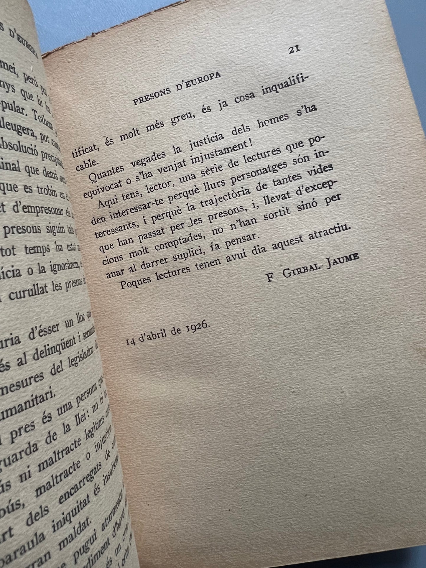 Presons d'Europa, Les presons de Barcelona, F. Girbal Jaume - Antoni López llibreter, 1926
