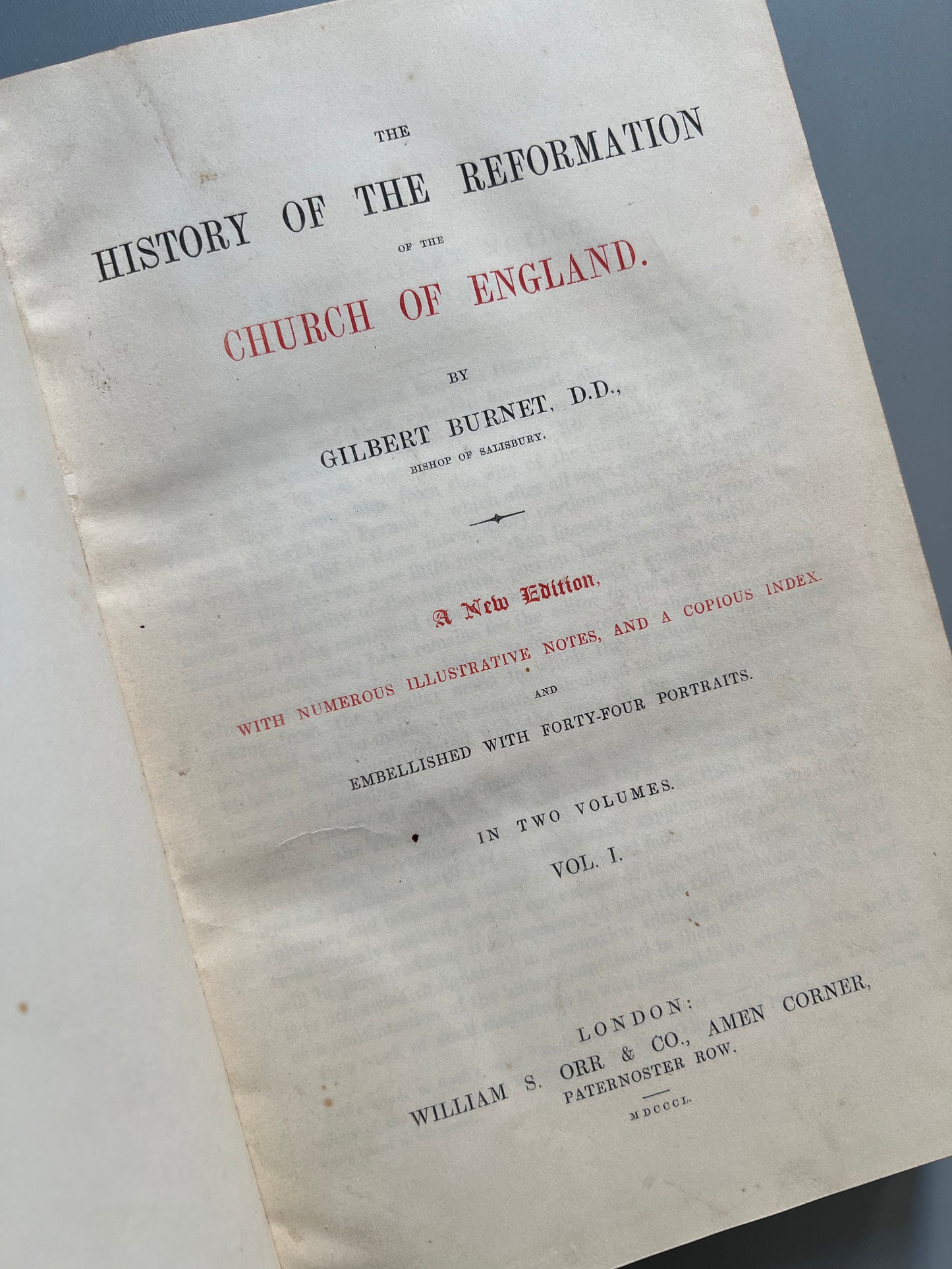 The history of the reformation of the church of England, Gilbert Burnet - William S. Obr & Co Amen corner, 1850